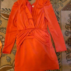 NWOT Nicholas Poppy Gathered Satin Mini Dress In Red